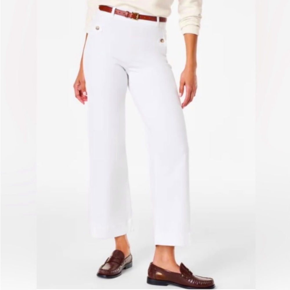 SPANX Stretch Twill Cropped Wide Leg Pant, White, Medium